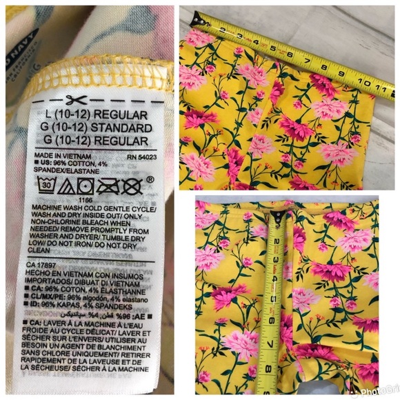 Old Navy Girls Leggings Yellow Green Blue Multi Floral 3Pack Large (10-12) - Picture 6 of 15
